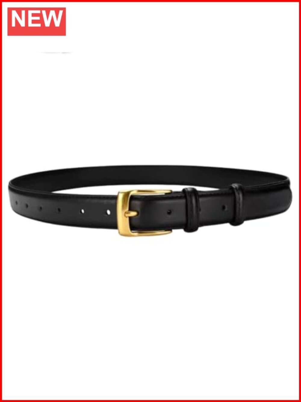 100% Cowhide Leather Belt Women with Gold Rectangle Buckle Designer